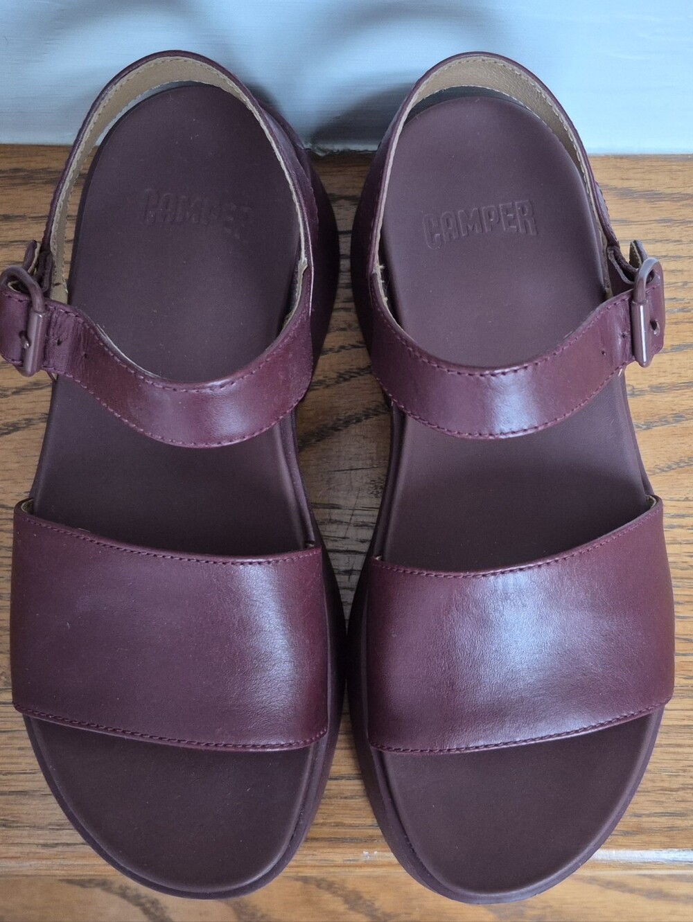 Camper Ankle Strap Lightweight Wedge Sandals in Burgundy 38EU / 7.5US - Picture 10 of 14